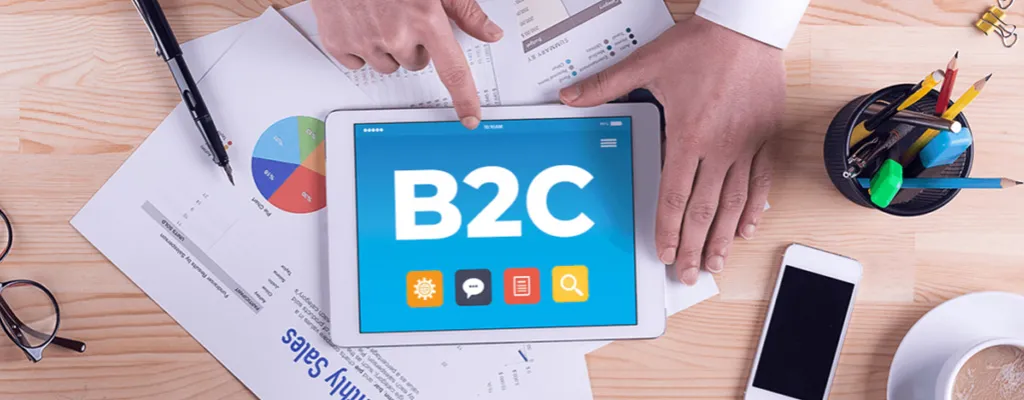 b2c text on tablet