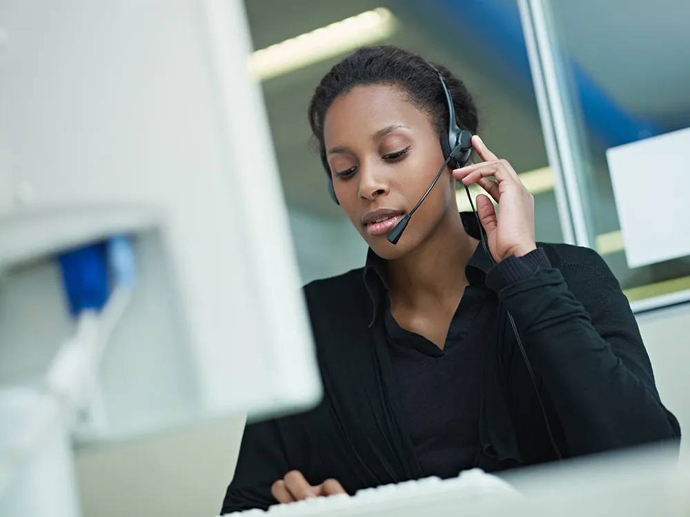 woman talking on headset